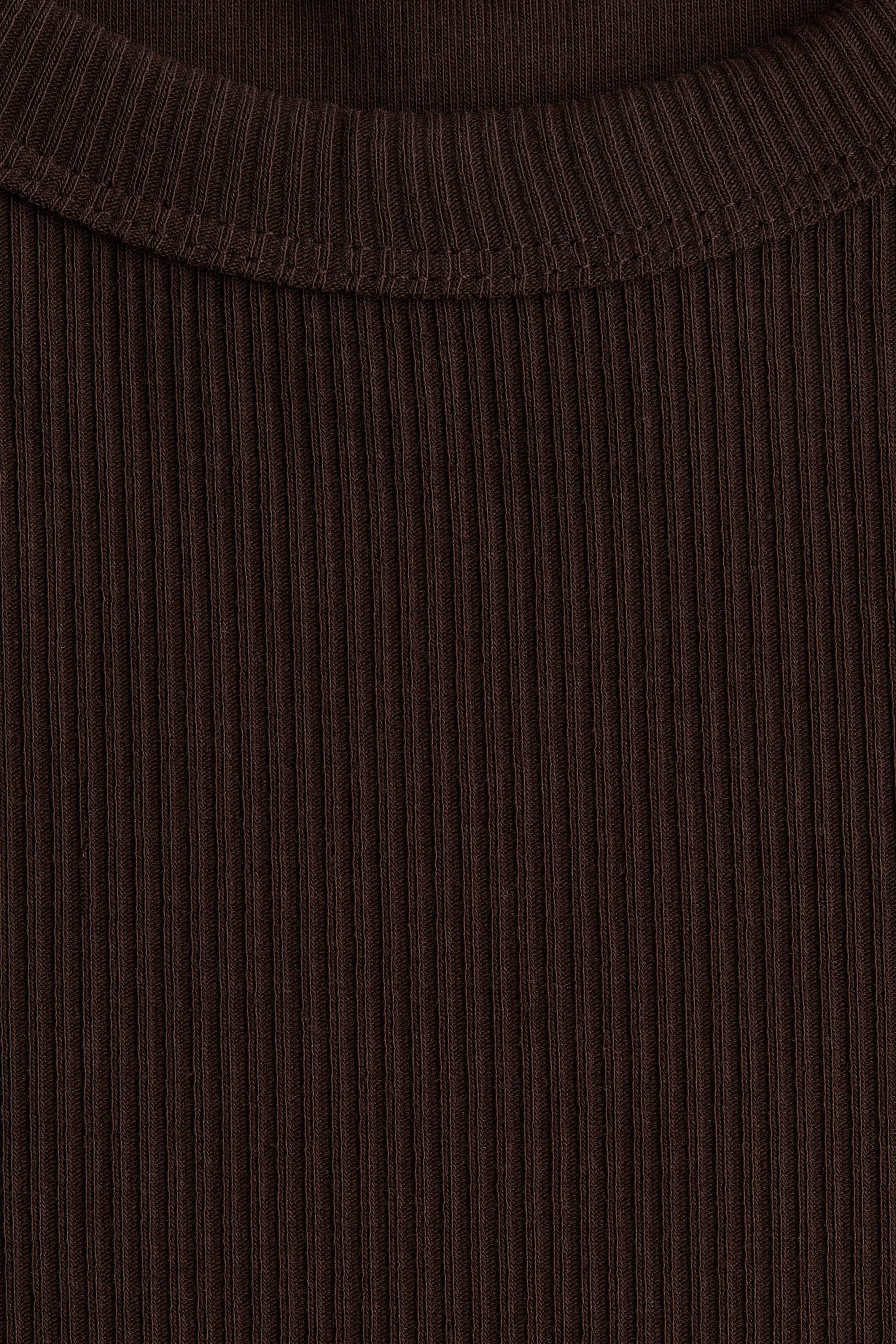 T-shirt côtelé - Marron foncé
