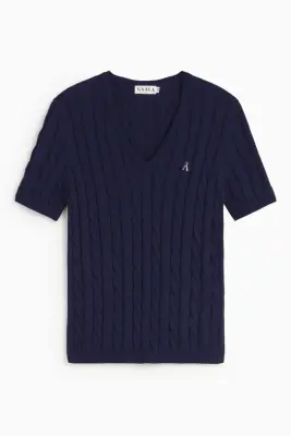Talina Cable Knit Top - Navy — photo 5