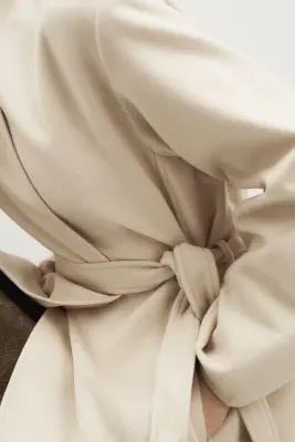 Manteau avec ceinture à nouer - Beige clair — photo 2
