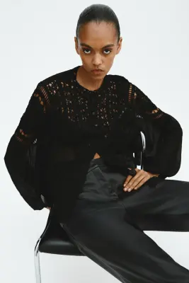 Blouse façon crochet - Noir — photo 2