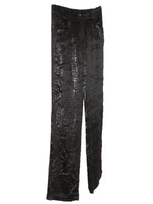 Pantalon droit en velours moiré noir lamé argent bouton bijoux Fall 2004 Prix boutique 4000€ Taille 34 — photo 3