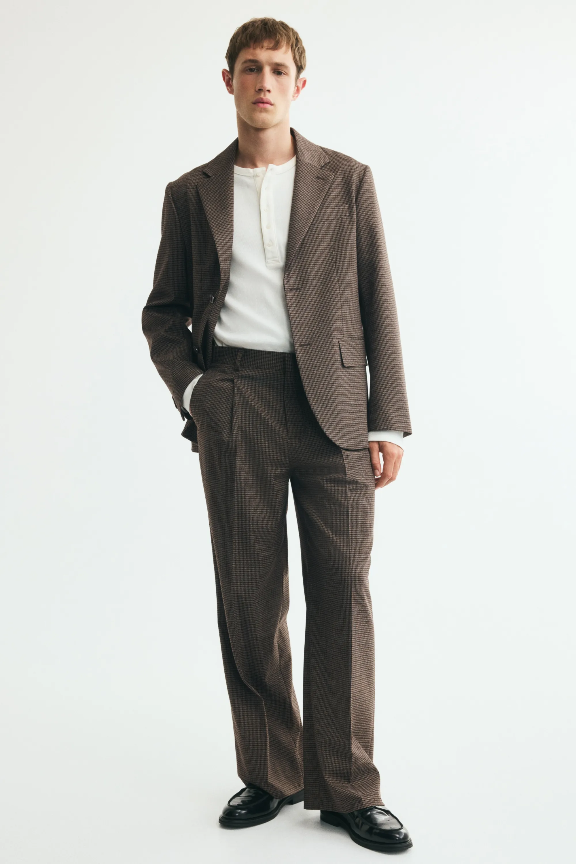 Veste légère Relaxed Fit - Marron foncé/carreaux