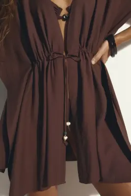Robe caftan de plage - Marron foncé — photo 1