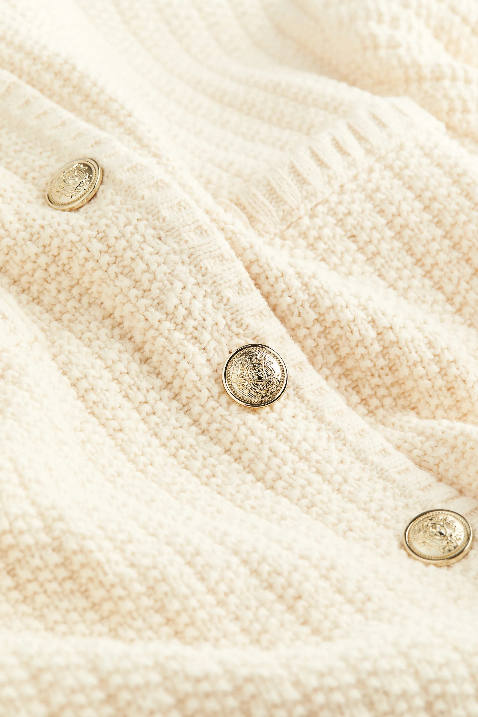 Gilet court en maille texturée - Crème
