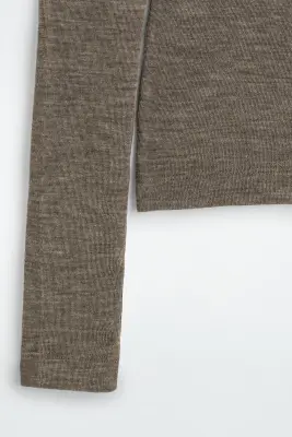 TOP À COL ROULÉ EN LAINE MÉRINOS - BEIGE FONCÉ — photo 5