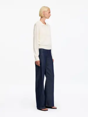 Polo en laine mérinos - Blanc cassé — photo 2