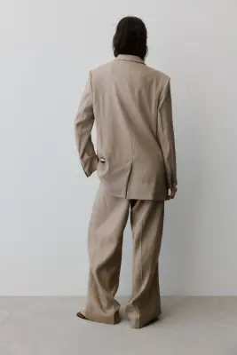 Pantalon chic en lin mélangé - Taupe ancien — photo 3