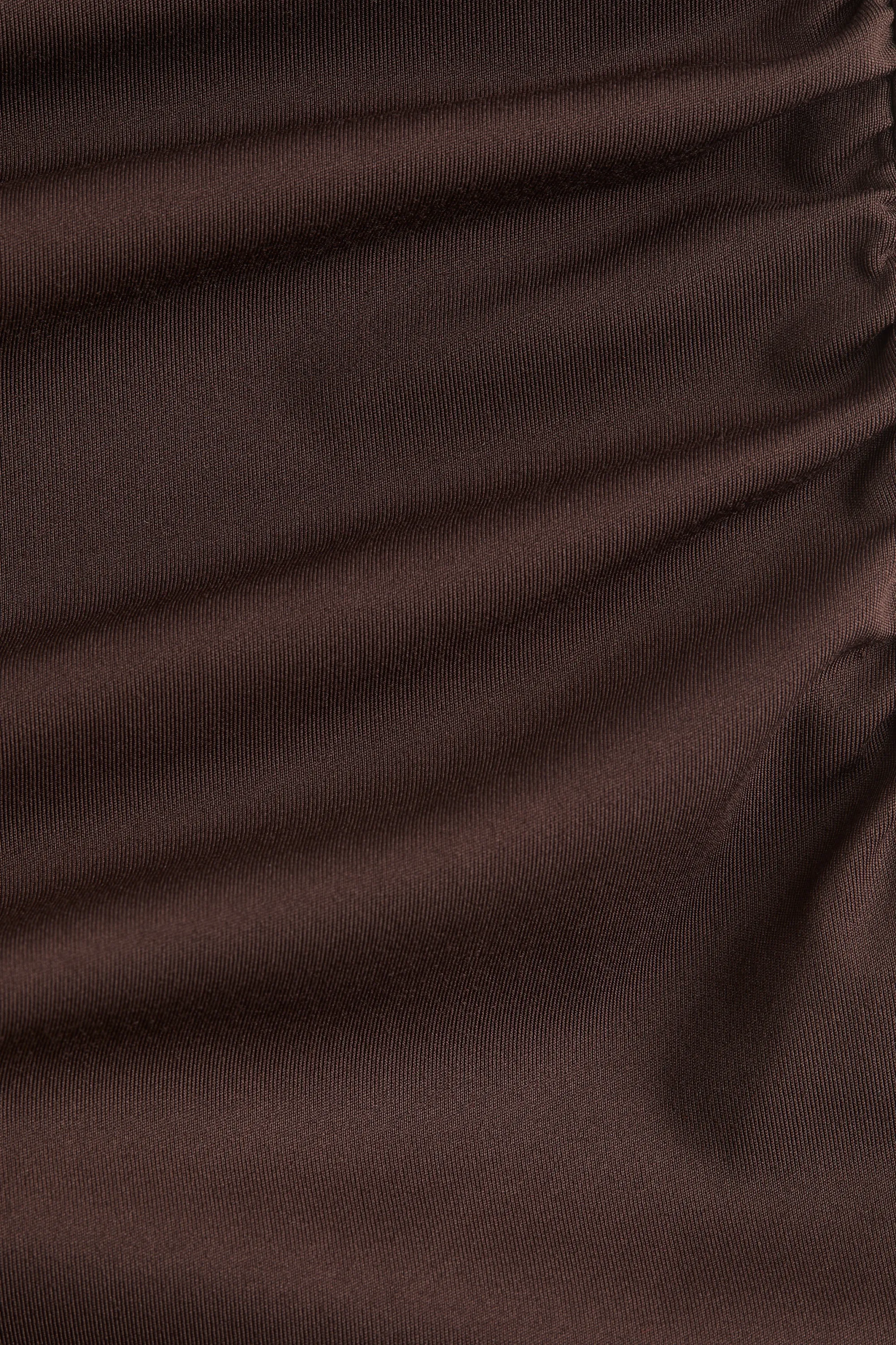 Robe dos nu à effet ruché - Marron foncé