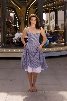 Bardot Linen Dress - Navy — photo 3