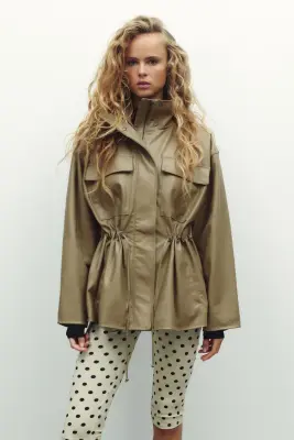 Veste oversize avec cordon de serrage - Taupe — photo 2