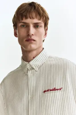 Chemise Oxford Loose Fit - Blanc/rayé — photo 2