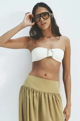 Jupe tulipe avec base à effet boule - Beige foncé — photo 1