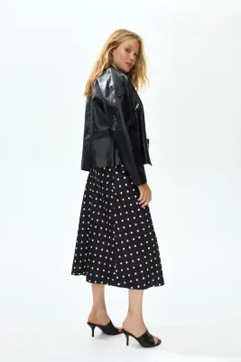 MAMA Slip skirt en satin - Noir/pois — photo 4