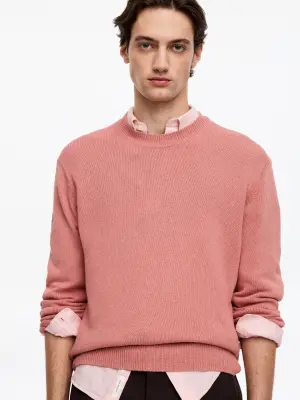 Pull en lin et coton - Rose poudré — photo 3