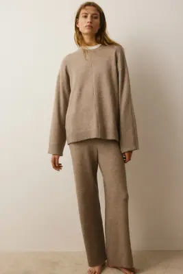 Pull en maille fine - Beige — photo 1