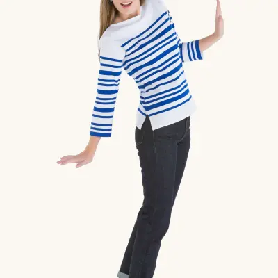 Marinière femme Rachel 1952 Blanc / Bleu — photo 3