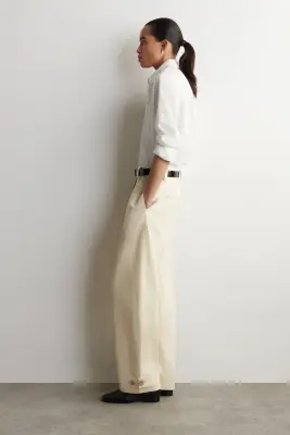 PANTALON BARREL WORKWEAR EN COTON - BEIGE CLAIR — photo 1