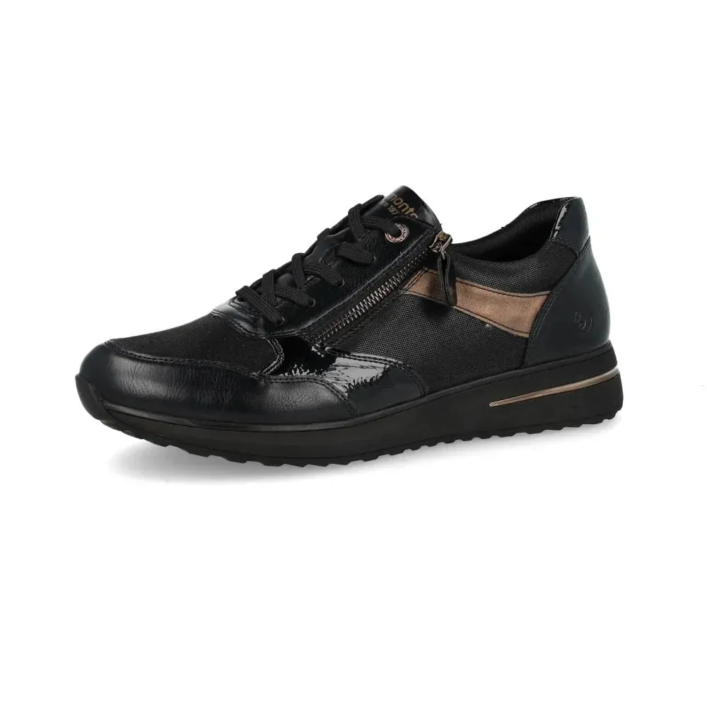 Baskets Remonte D1G08-03 Noires - Lacets Grande Pointure Femme