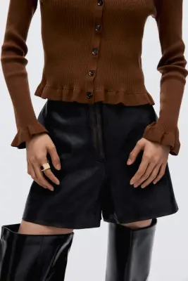 Gilet en maille côtelée - Marron — photo 2
