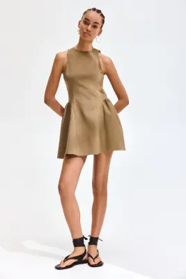Robe avec jupe évasée - Beige — photo 2