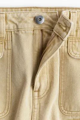 Jupe cargo maxi en denim - Beige — photo 1