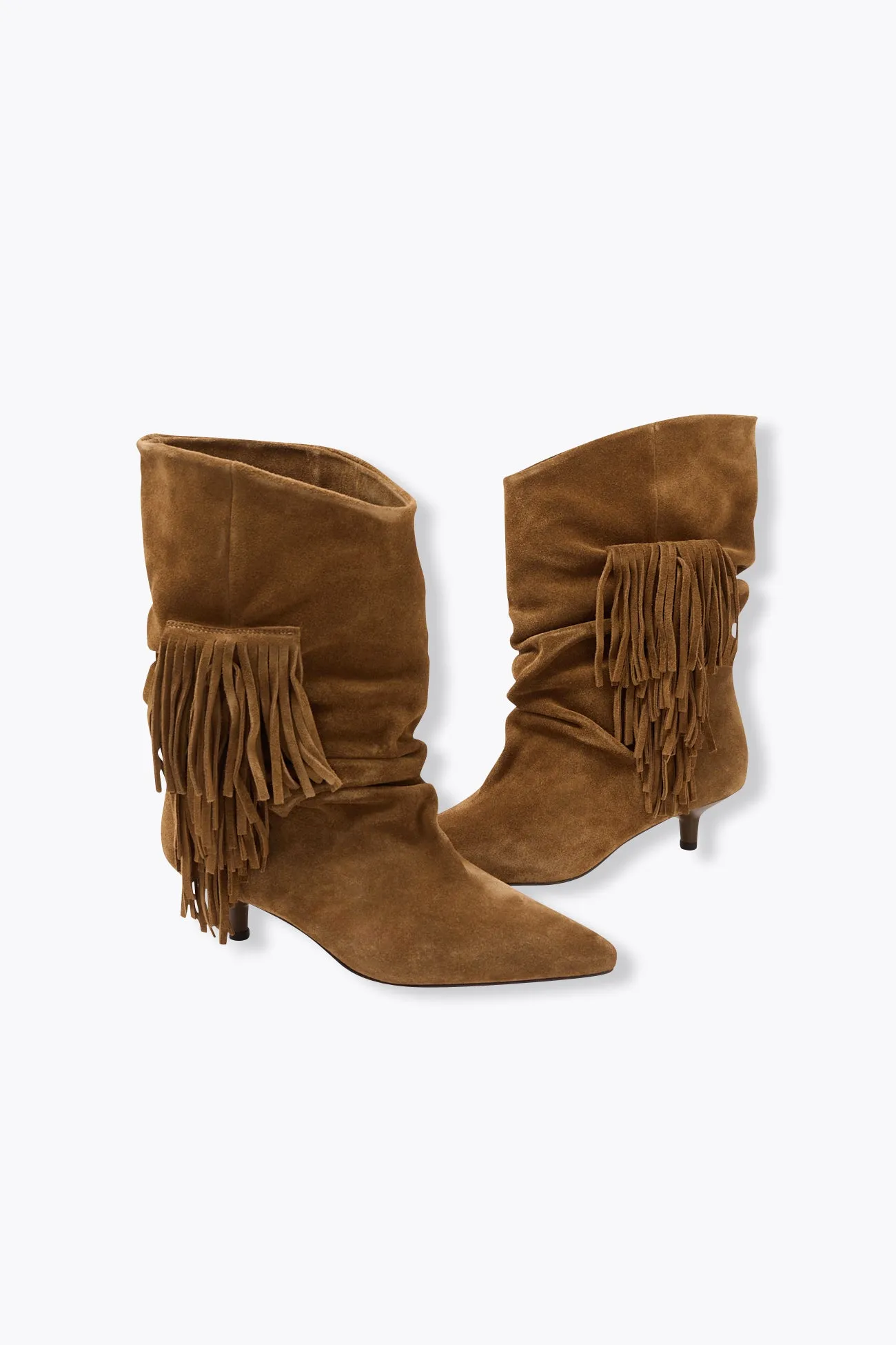 Bottes cuir suédé à franges