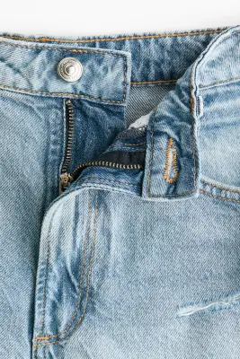 Short en denim à effet usé - Bleu denim clair — photo 4
