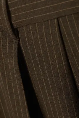 Nate Pantalon Taille Standard Coupe Droite Ample - Rayures fines marron — photo 4