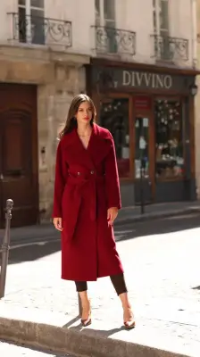 Paloma Wrap Coat - Bordeaux — photo 4