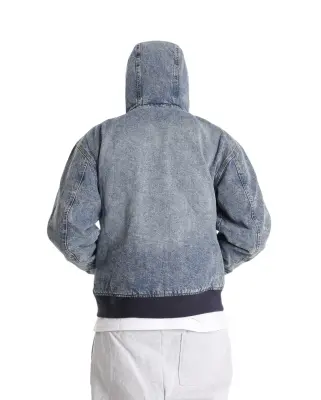 Hooded Denim Jacket Rinsed Fade Blue — photo 3