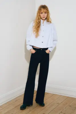 Wide High Waist Jeans - Bleu denim marine — photo 1