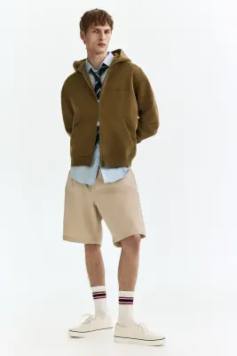 Veste à capuche zippée Loose Fit - Vert kaki — photo 2