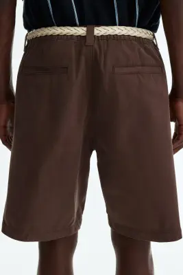 Short chino Relaxed Fit en coton - Marron foncé — photo 3