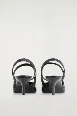 ESCARPINS SLINGBACK POINTUS PETIT TALON EN CUIR - NOIR — photo 2