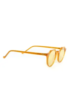 Lunettes de soleil HERI monture biseau orange verres minéraux jaunes NEUVES Prix boutique 350€ — photo 3