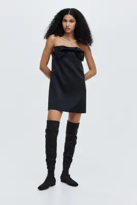 Robe bandeau avec nœud devant - Noir — photo 2