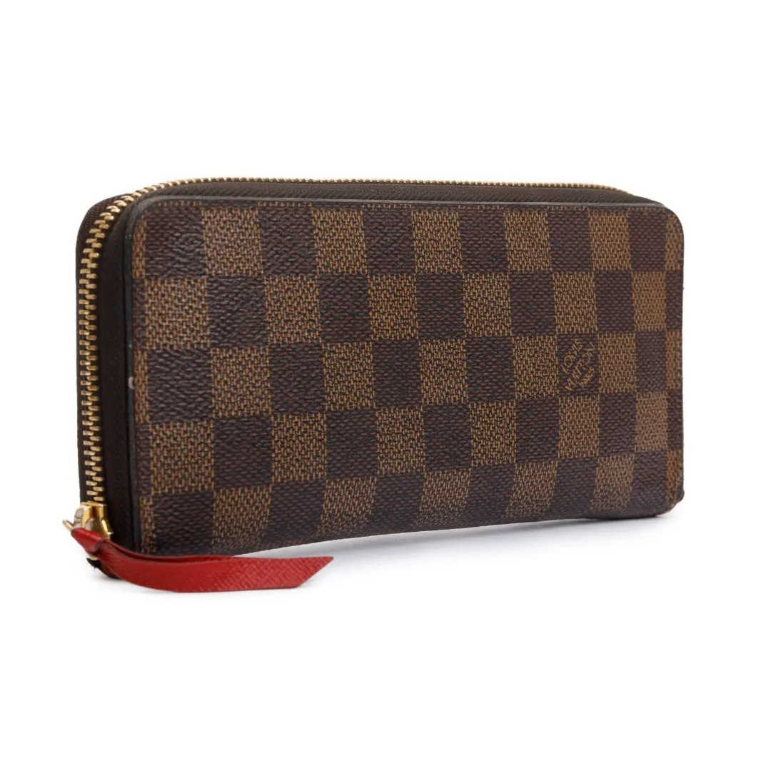 Porte feuille clemence damier / interieur rouge
