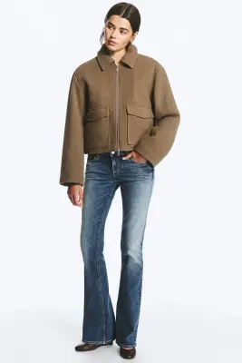 Veste zippée carrée courte - Marron doux — photo 2