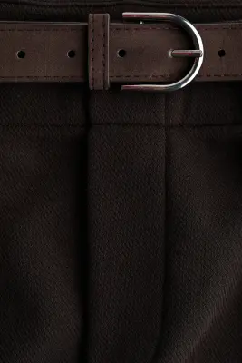 Pantalon en jersey romanite avec ceinture - Marron foncé — photo 5