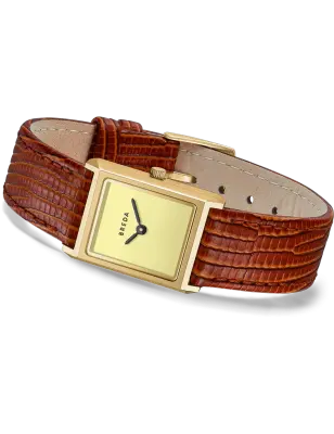 BREDA VIRGIL LIZARD GOLD BROWN CREAM — photo 3