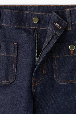 Wide High Ankle Jeans - Bleu denim foncé — photo 2