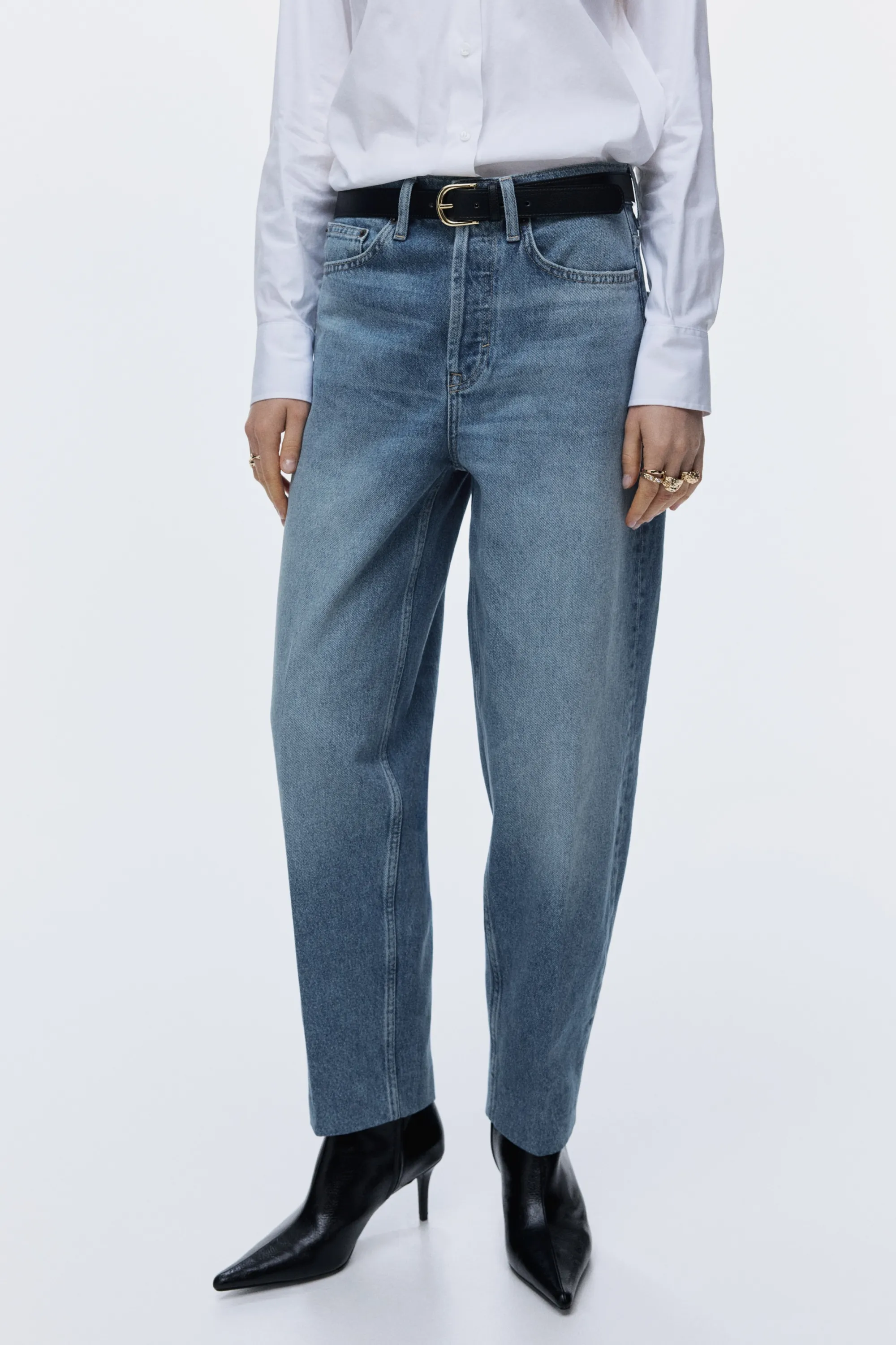 Barrel High Ankle Jeans - Bleu denim