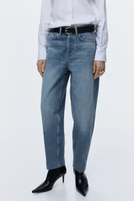 Barrel High Ankle Jeans - Bleu denim — photo 1
