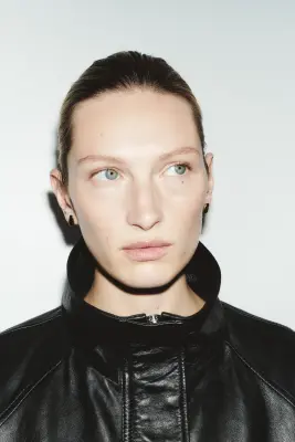 Veste oversize en cuir - Noir — photo 2