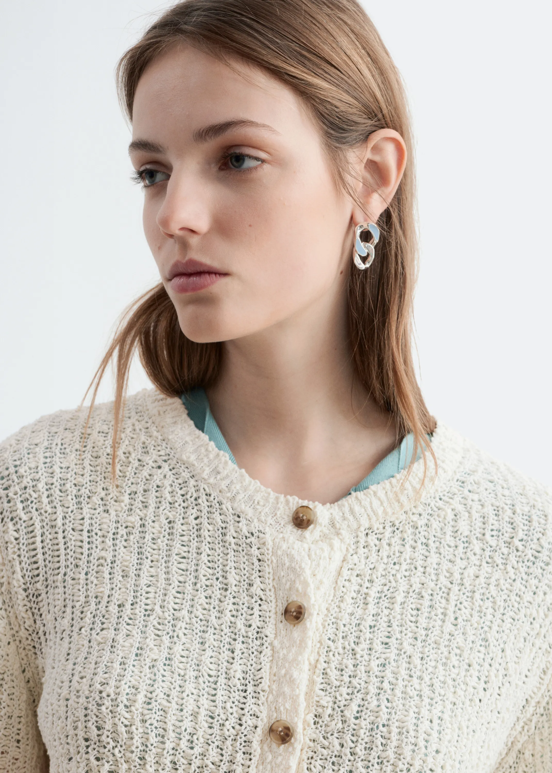 Cardigan en soie et coton - Beige clair