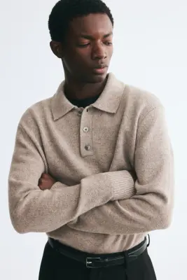 Polo Regular Fit en maille - Beige — photo 1