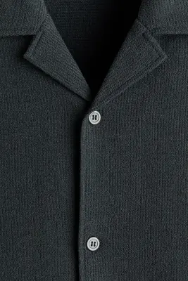 Chemise Relaxed Fit à col cubain - Gris foncé — photo 4