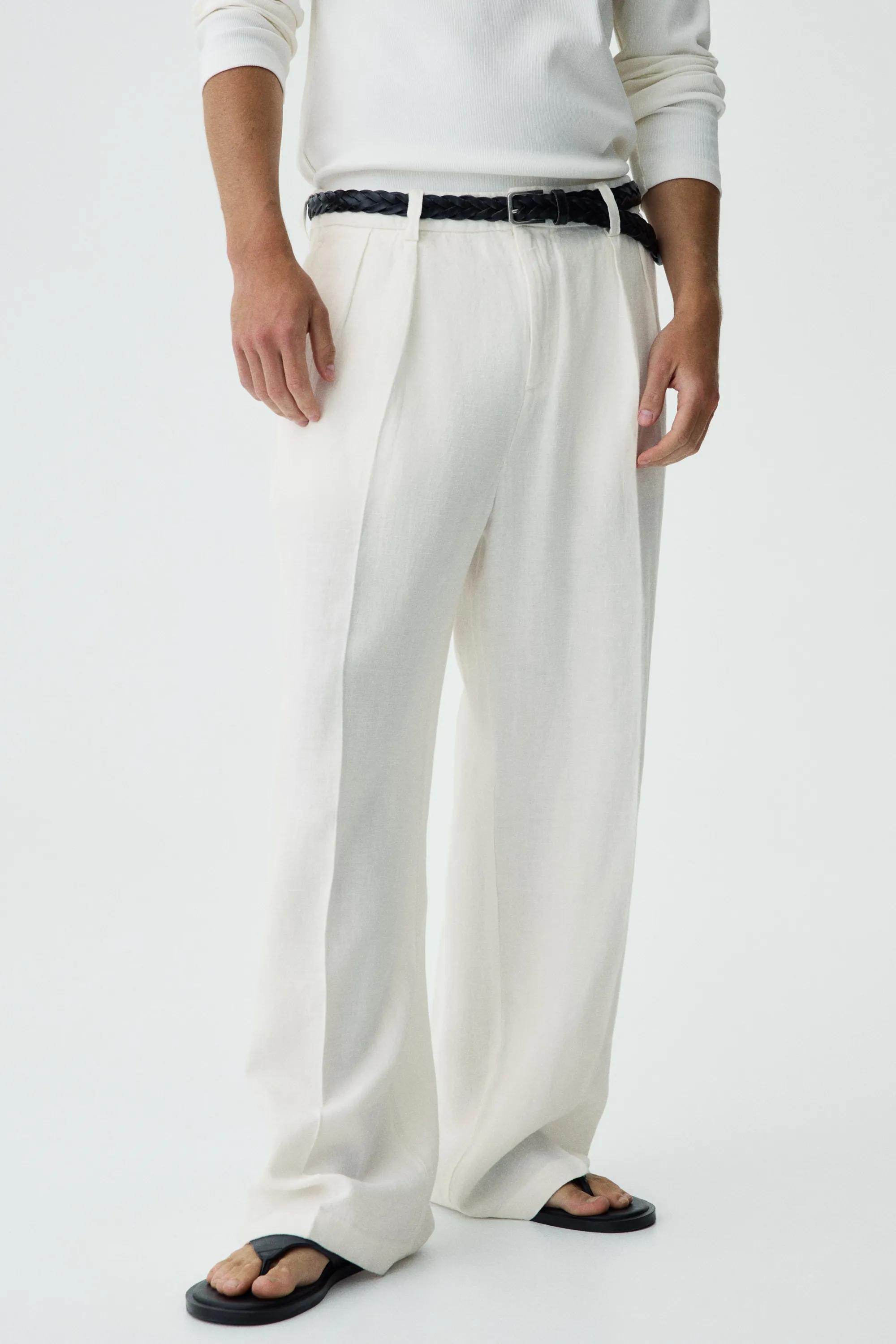 Pantalon large Loose Fit en lin - Ivoire