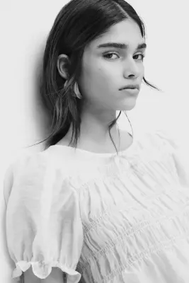 Blouse smockée - Crème — photo 2