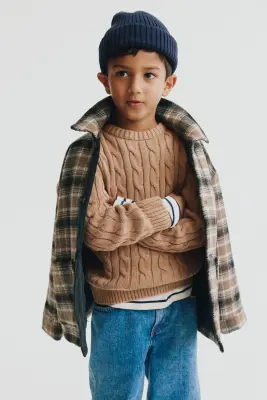 Pull en maille de coton torsadée - Beige — photo 3